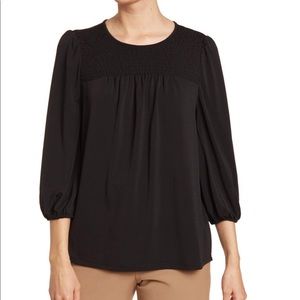 crepe smocked blouse black size medium